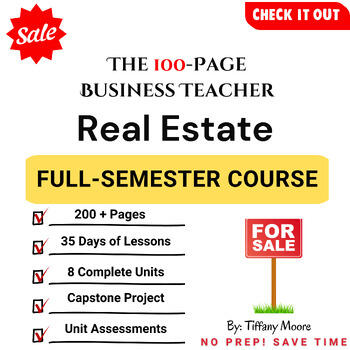 Real Estate full-semester curriculum cover, 200+ pages, high school CTE course Real Estate full-semester curriculum cover, 200+ pages, high school CTE course