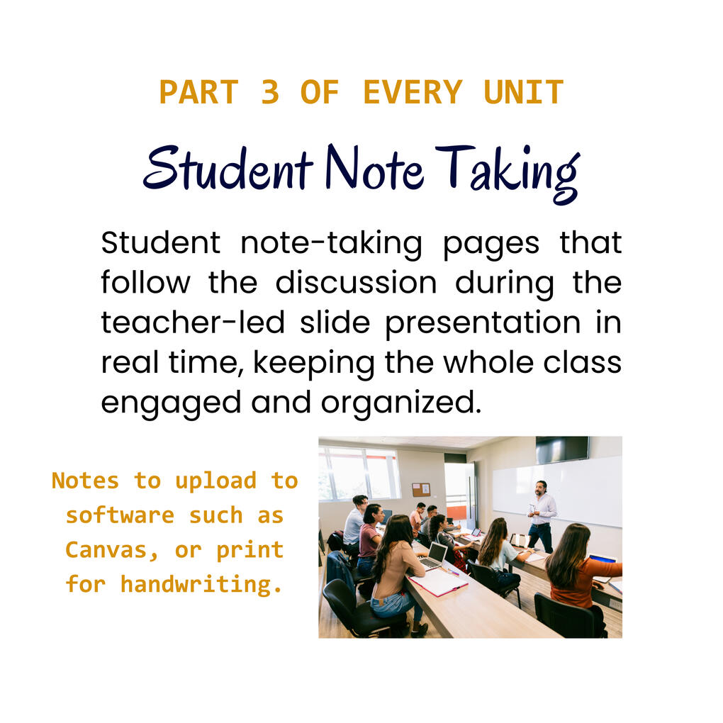 Student Note Taking — guided notes that follow the slide presentation Student Note Taking — guided notes that follow the slide presentation